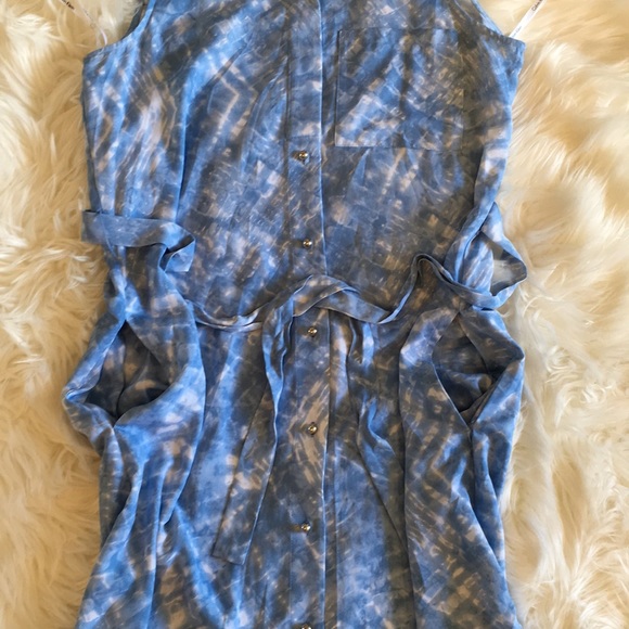 NWT Calvin Klein Blue/White Sleeveless Shirt Dress - Picture 5 of 11